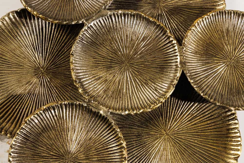 Bol décoratif XXL fait main ABSTRACT LEAF 45cm plateau à bijoux en aluminium métal doré - 43292