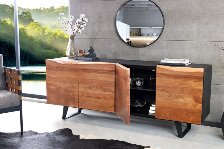 Buffet design industriel ORGANIC ARTWORK 180 cm structure en fer et bois d'acacia massif - 43304