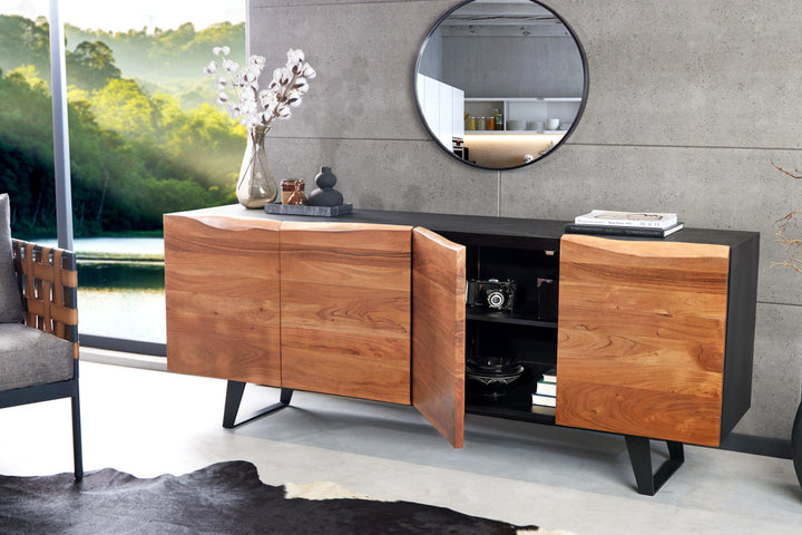 Buffet design industriel ORGANIC ARTWORK 180 cm structure en fer et bois d'acacia massif - 43304