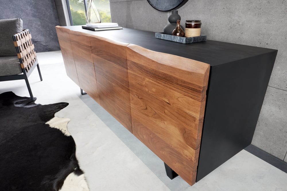 Buffet design industriel ORGANIC ARTWORK 180 cm structure en fer et bois d'acacia massif - 43304
