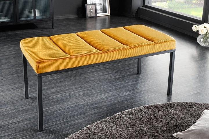 Canapé design PETIT BEAUTE 80cm velours côtelé jaune moutarde structure noire - 43312