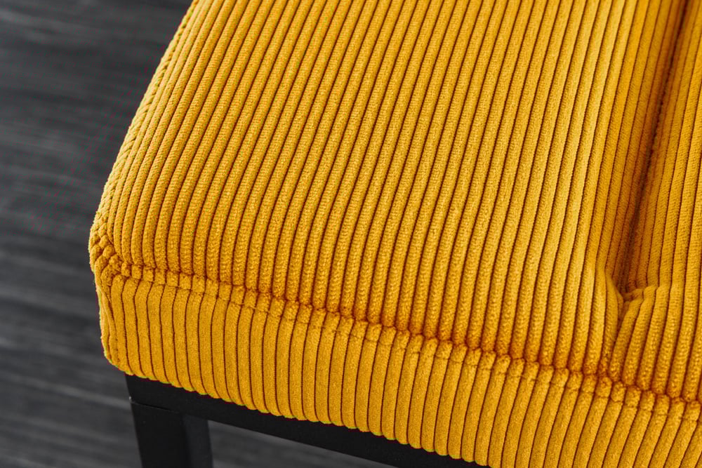 Canapé design PETIT BEAUTE 80cm velours côtelé jaune moutarde structure noire - 43312