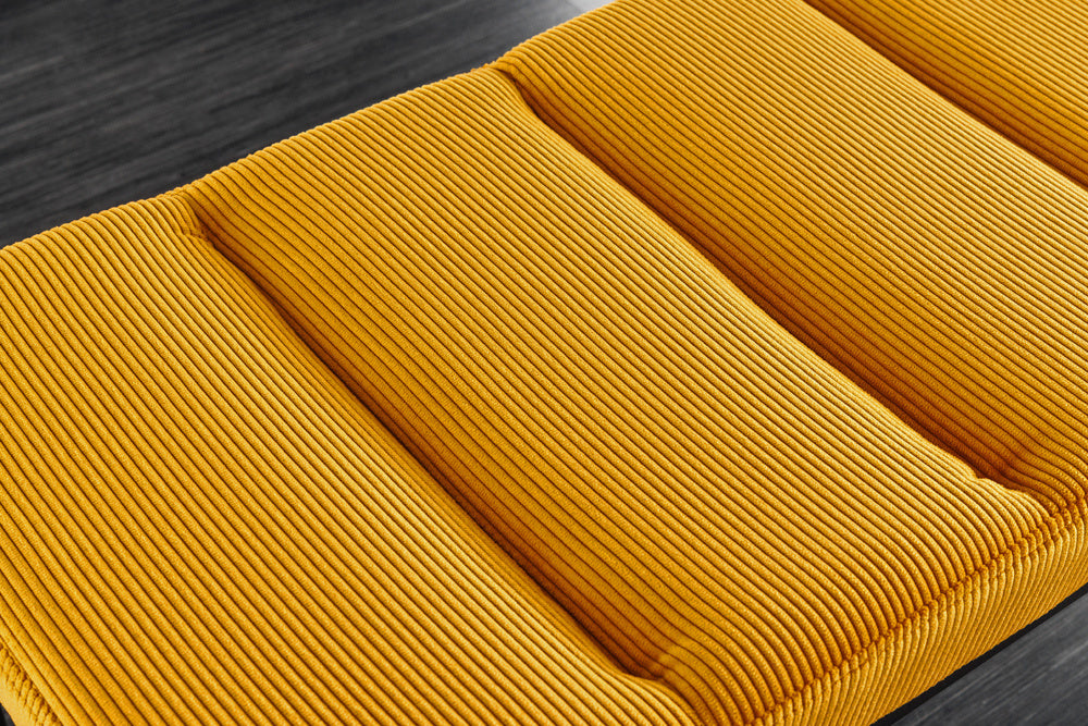 Canapé design PETIT BEAUTE 80cm velours côtelé jaune moutarde structure noire - 43312