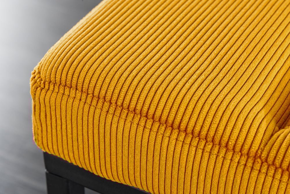 Canapé design PETIT BEAUTE 80cm velours côtelé jaune moutarde structure noire - 43312