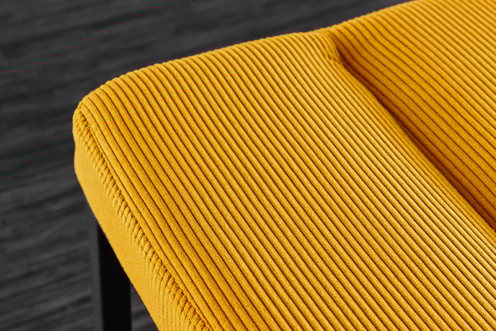 Canapé design PETIT BEAUTE 80cm velours côtelé jaune moutarde structure noire - 43312