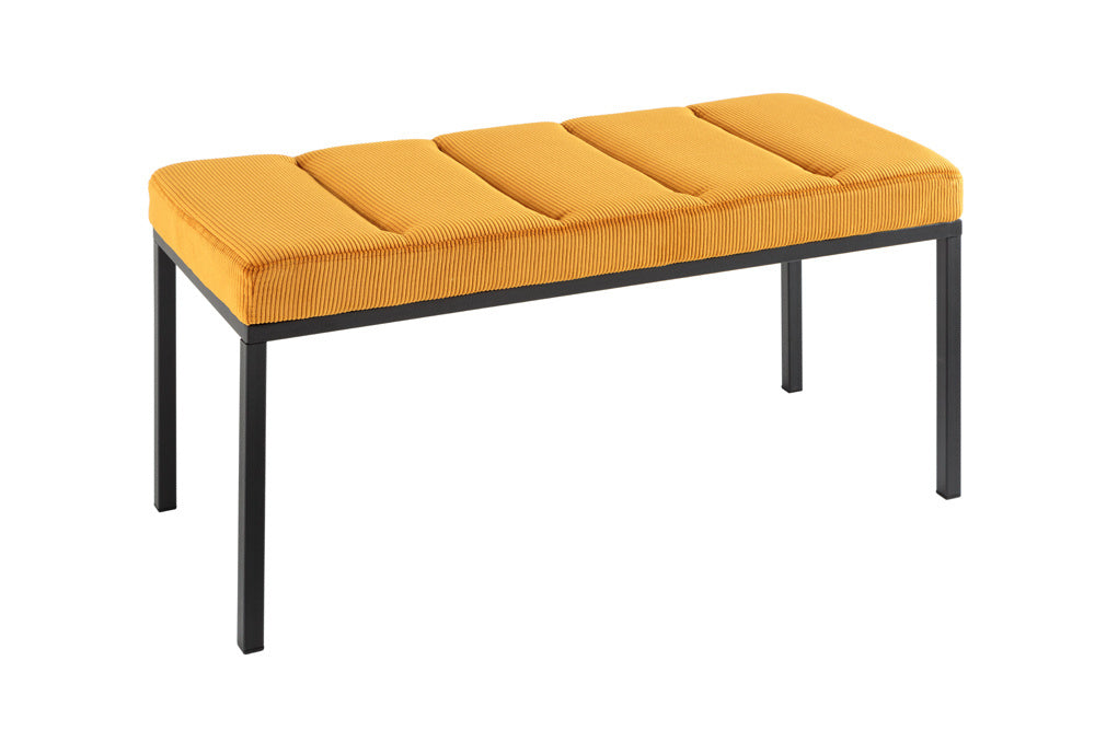 Canapé design PETIT BEAUTE 80cm velours côtelé jaune moutarde structure noire - 43312