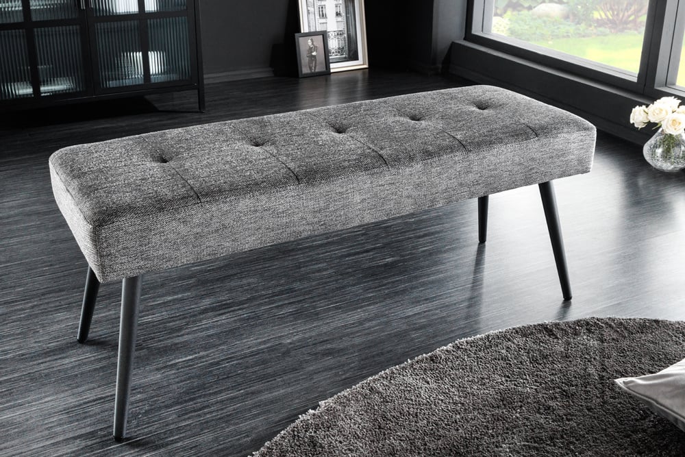 Canapé design BOUTIQUE 100cm tissu structuré gris pieds métal noir - 43315