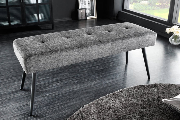 Canapé design BOUTIQUE 100cm tissu structuré gris pieds métal noir - 43315