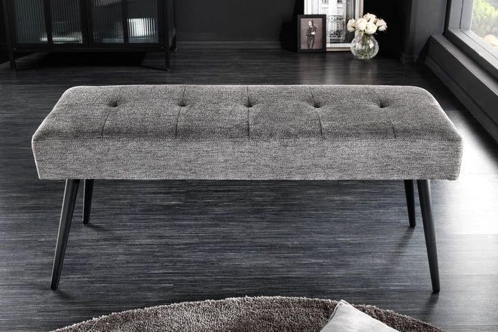 Canapé design BOUTIQUE 100cm tissu structuré gris pieds métal noir - 43315