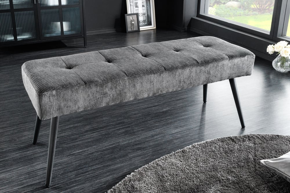 Canapé design BOUTIQUE 100cm cordon gris foncé pieds métal noir - 43316