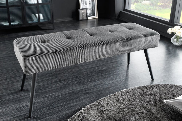 Canapé design BOUTIQUE 100cm cordon gris foncé pieds métal noir - 43316