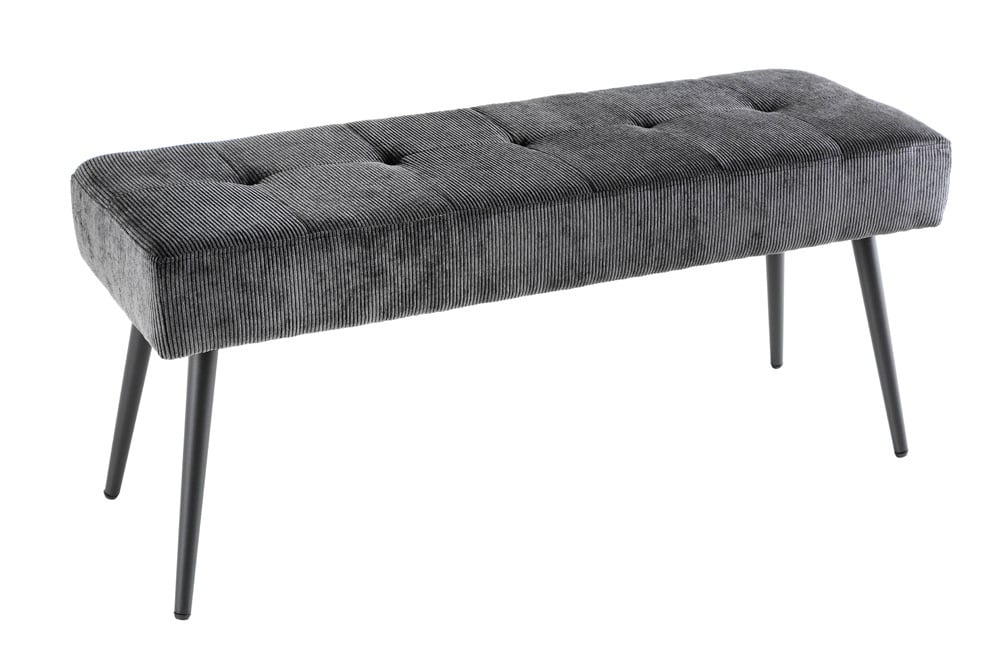 Canapé design BOUTIQUE 100cm cordon gris foncé pieds métal noir - 43316