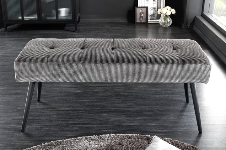Canapé design BOUTIQUE 100cm cordon gris foncé pieds métal noir - 43316