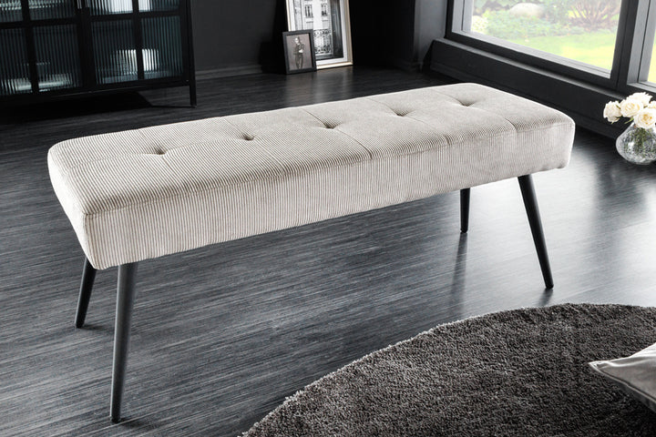 Canapé design BOUTIQUE 100cm cordon gris clair pieds métal noir - 43317