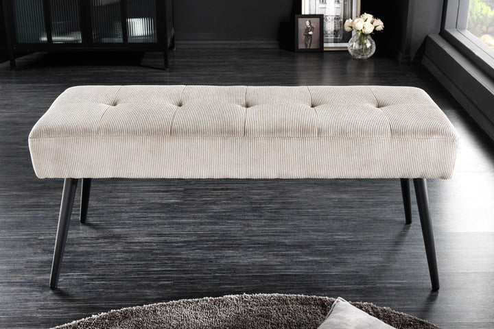 Canapé design BOUTIQUE 100cm cordon gris clair pieds métal noir - 43317