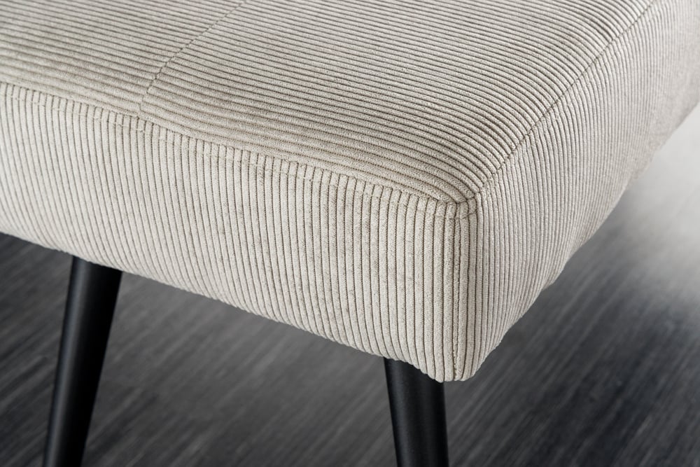 Canapé design BOUTIQUE 100cm cordon gris clair pieds métal noir - 43317