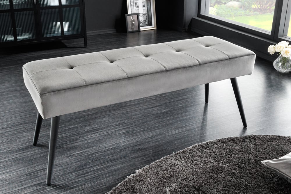 Canapé design BOUTIQUE 100cm velours gris foncé pieds métal noir - 43319