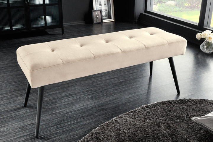 Canapé design BOUTIQUE 100cm velours champagne pieds métal noir - 43320