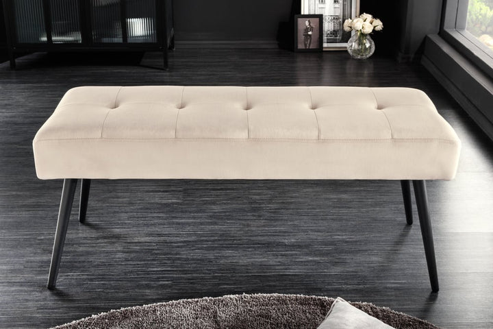 Canapé design BOUTIQUE 100cm velours champagne pieds métal noir - 43320