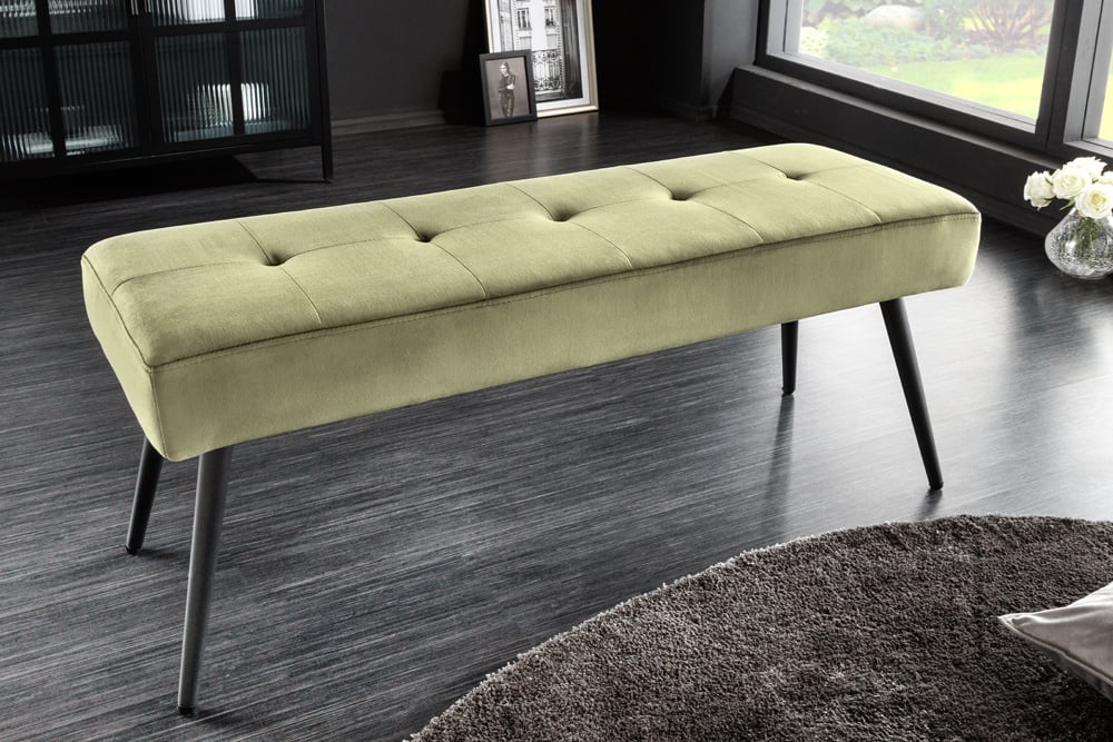 Canapé design BOUTIQUE 100cm velours vert pieds métal noir - 43321