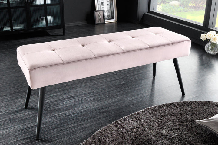 Canapé design BOUTIQUE 100cm velours rose pieds métal noir - 43322