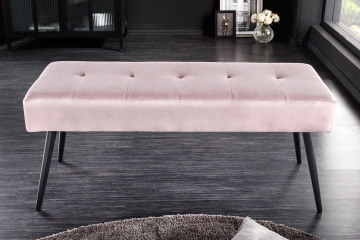 Canapé design BOUTIQUE 100cm velours rose pieds métal noir - 43322