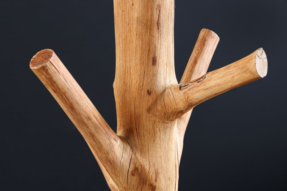 Lampadaire design TREE NATURE 180cm bois massif abat-jour lin fait main - 43323