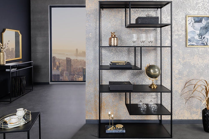 Bibliothèque moderne DURA STEEL 180cm étagère sur pied en métal noir design industriel - 43327