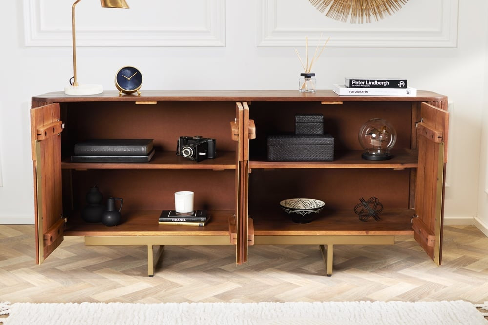Buffet design GATSBY 160cm marron or mat Mangoholz Retro - 43333