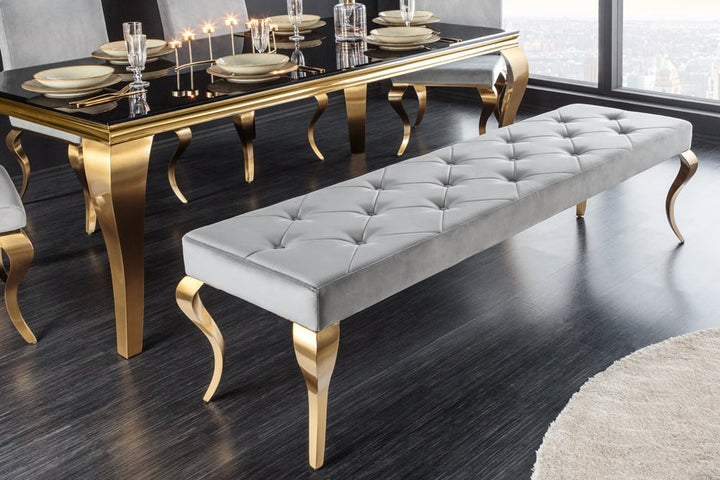 Canapé design MODERN BAROQUE 175cm velours gris acier inoxydable doré - 43385