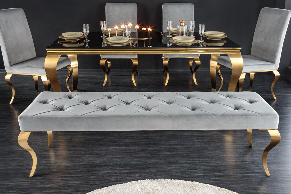 Canapé design MODERN BAROQUE 175cm velours gris acier inoxydable doré - 43385