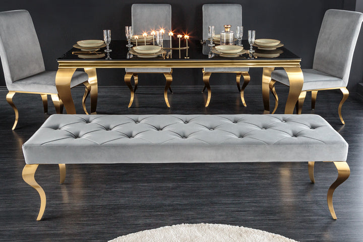 Canapé design MODERN BAROQUE 175cm velours gris acier inoxydable doré - 43385