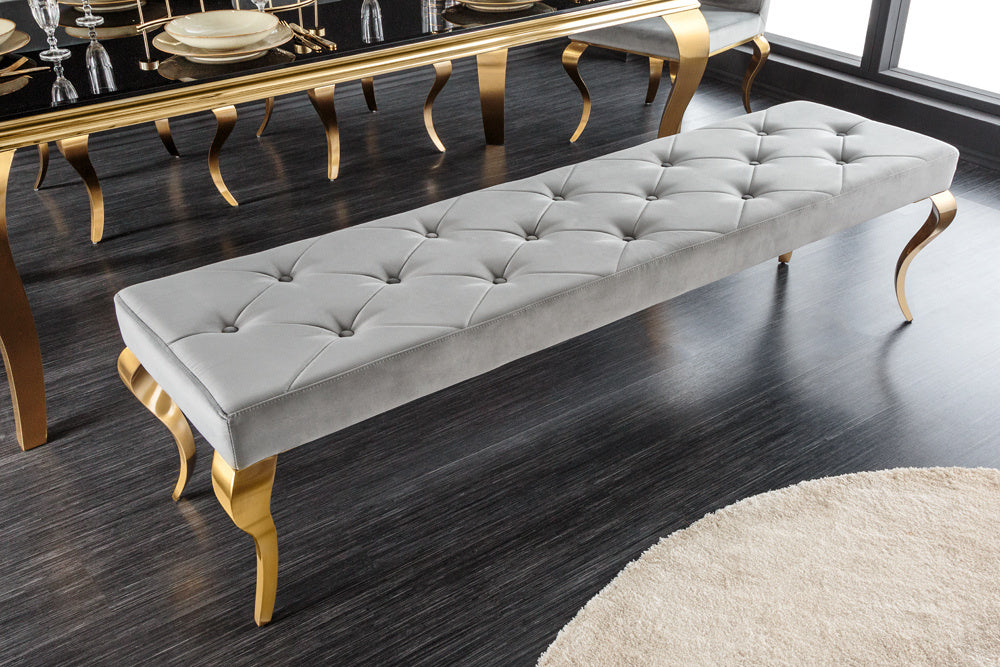 Canapé design MODERN BAROQUE 175cm velours gris acier inoxydable doré - 43385