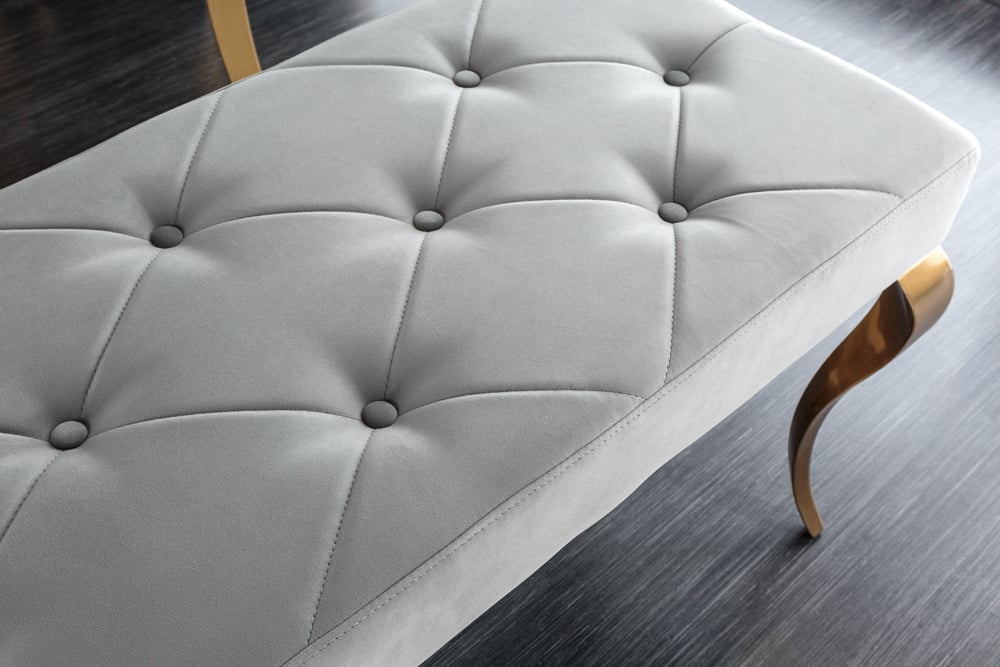 Canapé design MODERN BAROQUE 175cm velours gris acier inoxydable doré - 43385