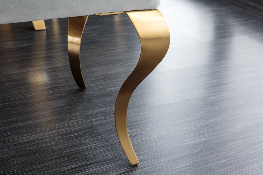 Canapé design MODERN BAROQUE 175cm velours gris acier inoxydable doré - 43385