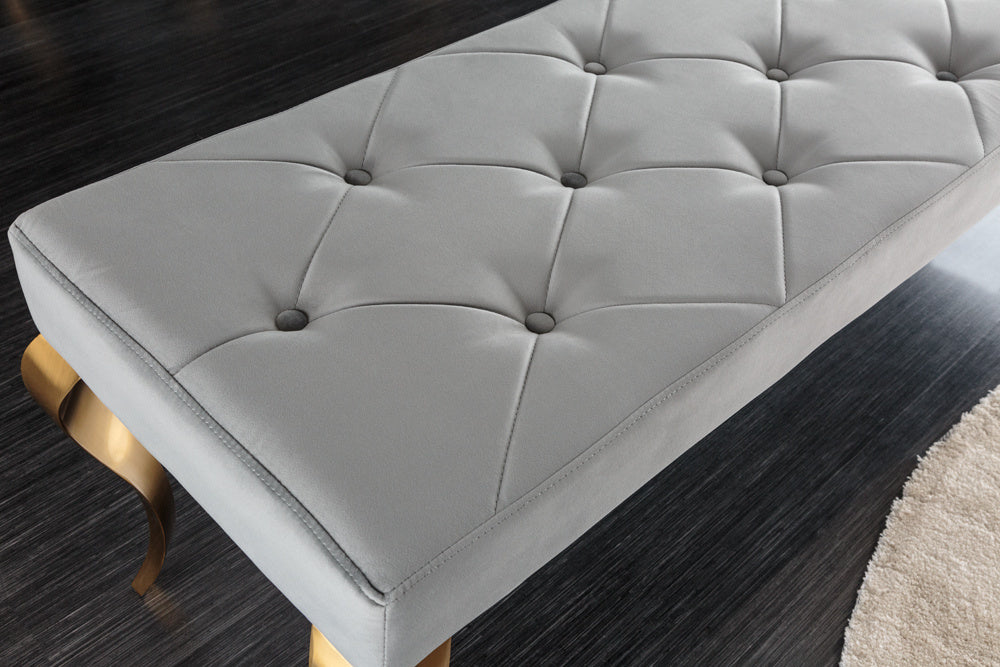 Canapé design MODERN BAROQUE 175cm velours gris acier inoxydable doré - 43385