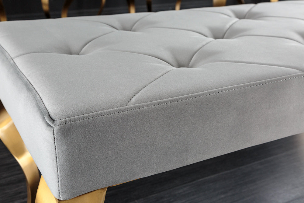 Canapé design MODERN BAROQUE 175cm velours gris acier inoxydable doré - 43385