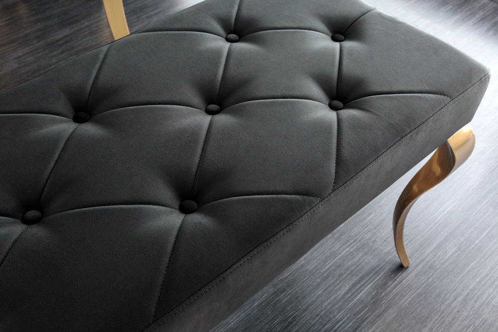 Canapé design MODERN BAROQUE 175cm velours noir acier inoxydable doré - 43386