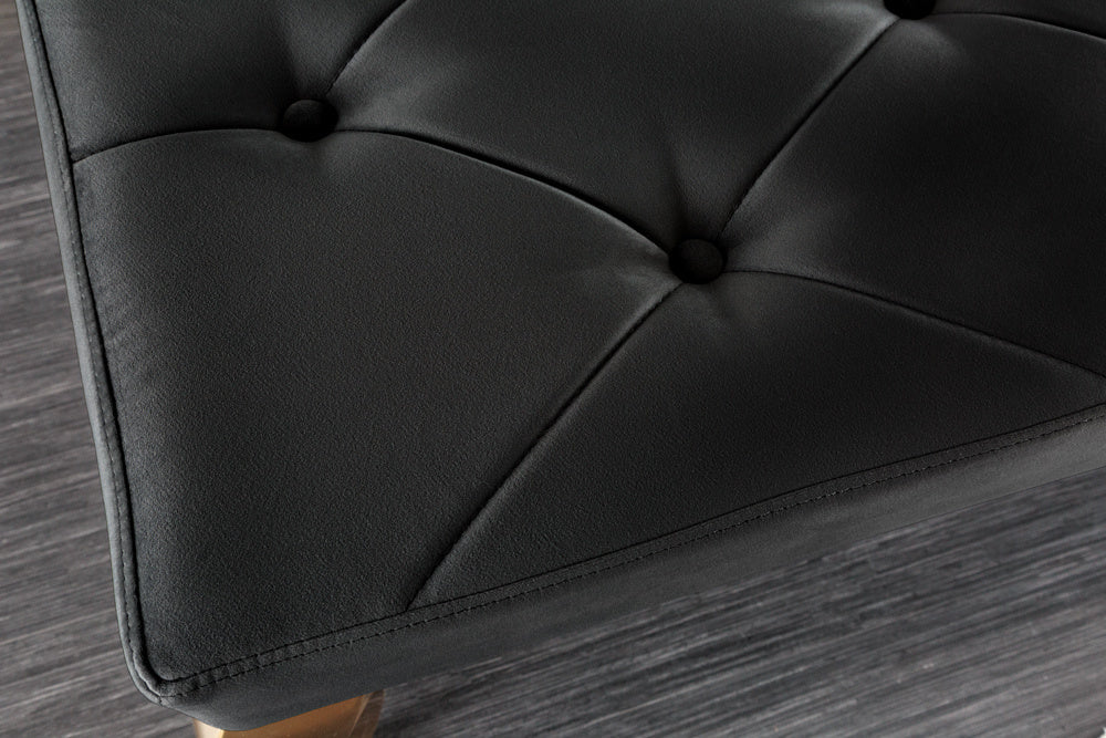 Canapé design MODERN BAROQUE 175cm velours noir acier inoxydable doré - 43386