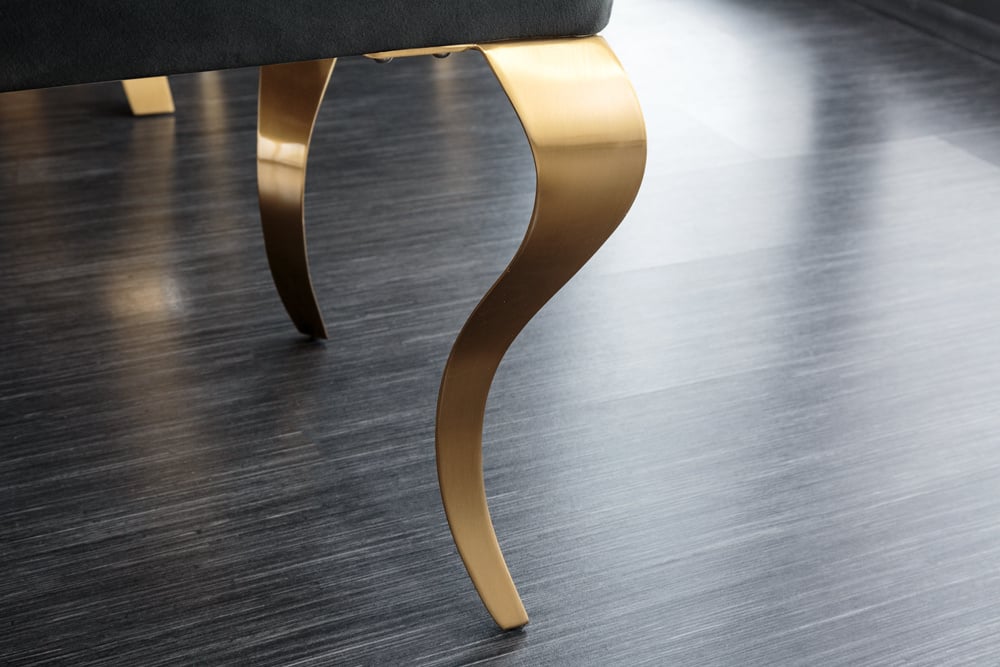 Canapé design MODERN BAROQUE 175cm velours noir acier inoxydable doré - 43386