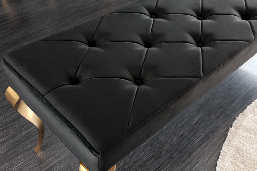 Canapé design MODERN BAROQUE 175cm velours noir acier inoxydable doré - 43386