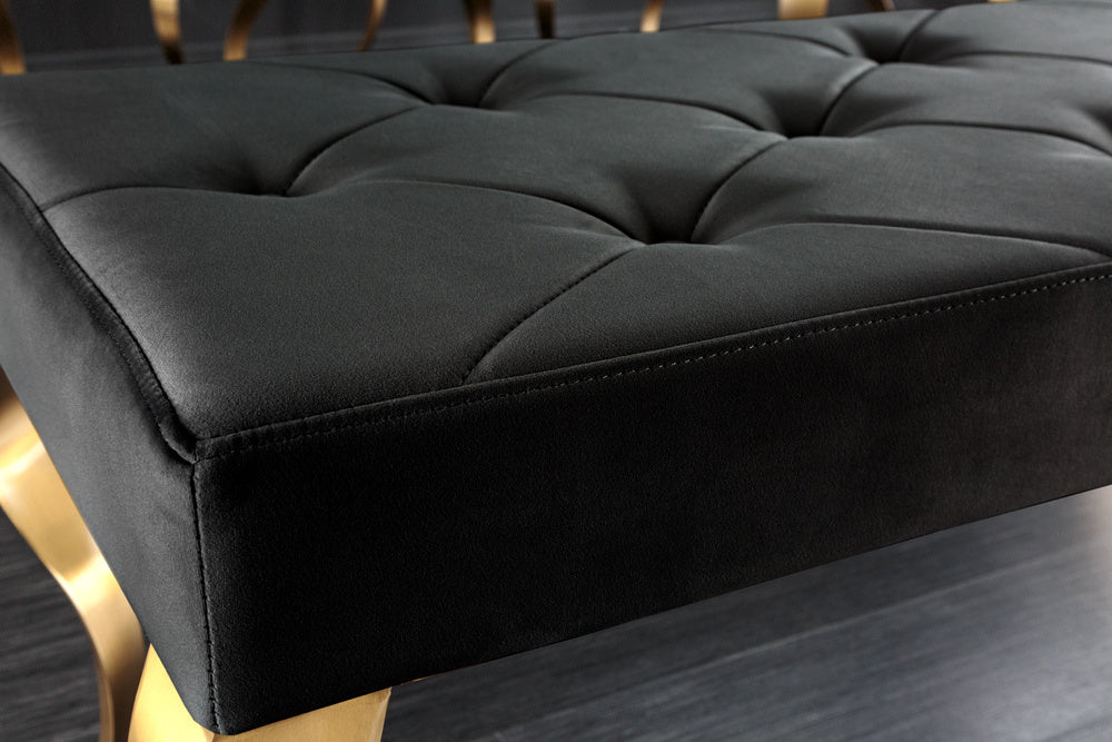 Canapé design MODERN BAROQUE 175cm velours noir acier inoxydable doré - 43386