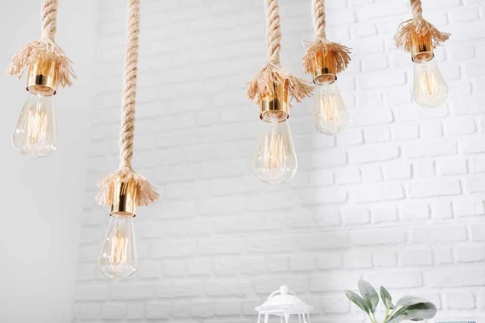 Lampe à suspension maritime SEVEN SEAS II 90cm lampe corde en bois massif 5 lumières - 43407