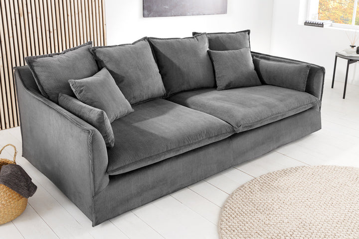 Grande housse pour canapé 3 places HEAVEN 200cm velours côtelé gris - 43443