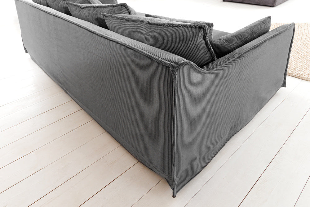 Grande housse pour canapé 3 places HEAVEN 200cm velours côtelé gris - 43443
