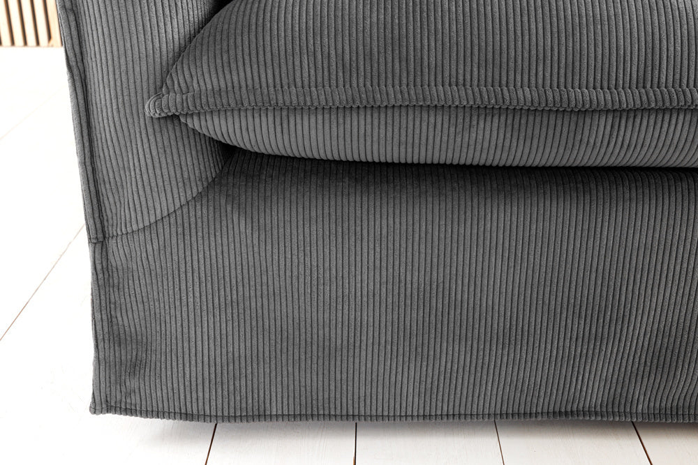 Grande housse pour canapé 3 places HEAVEN 200cm velours côtelé gris - 43443