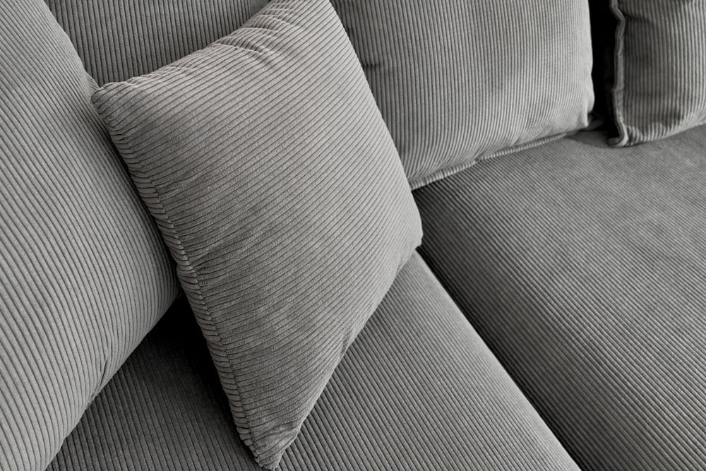 Grand canapé d'angle HEAVEN 255cm cordon gris avec coussins Design Moderne - 43445