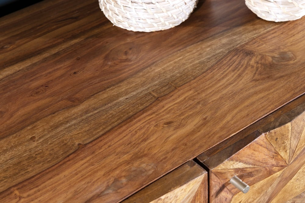 Buffet Massives ALPINE 145cm finition pierre Sheesham Métal doré mat - 43449