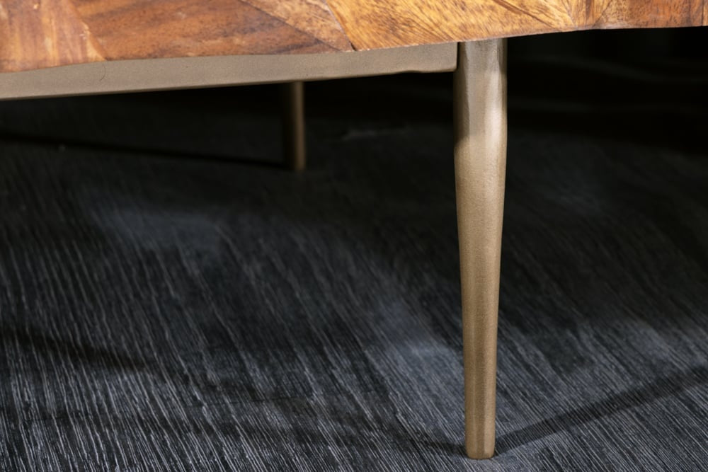 Buffet Massives ALPINE 145cm finition pierre Sheesham Métal doré mat - 43449