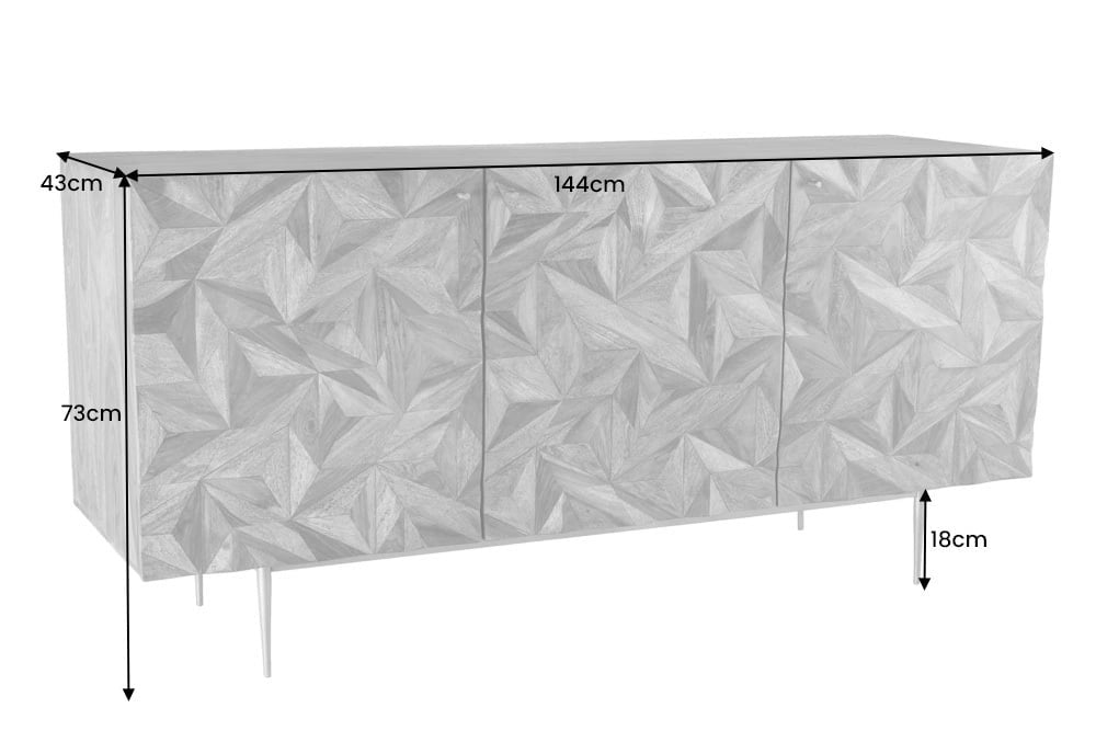 Buffet Massives ALPINE 145cm finition pierre Sheesham Métal doré mat - 43449